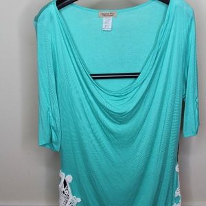 Teal Top with Lace Detail